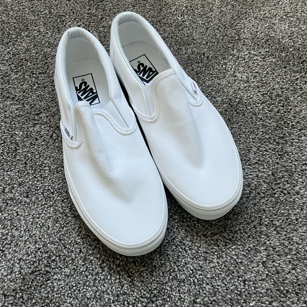 Vans White Slip-On Canvas Loafers